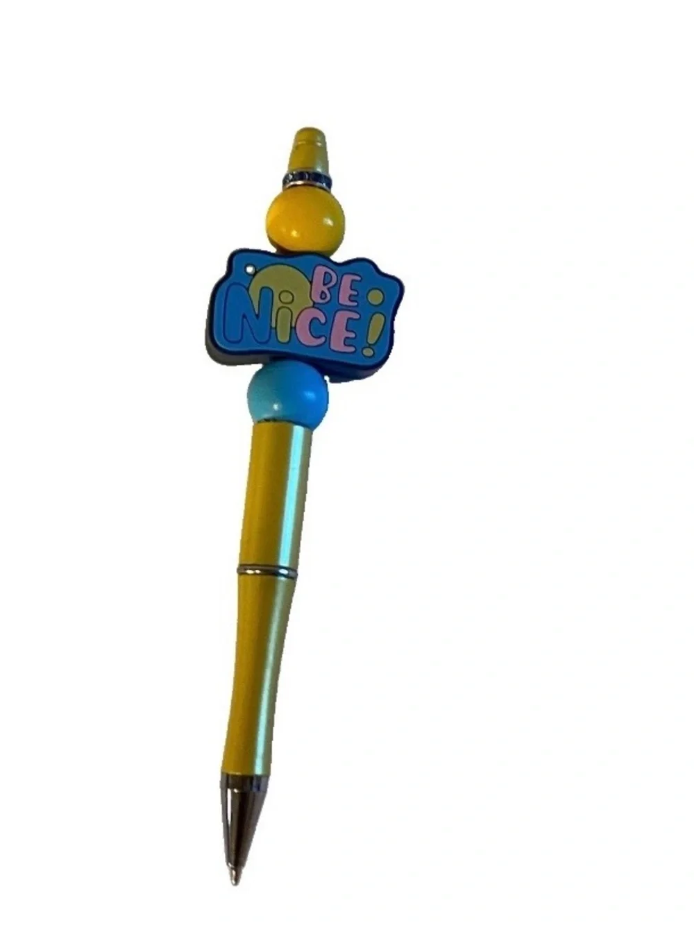 Be Nice! Yellow & Blue Stylish Black Ink Ballpoint Pen